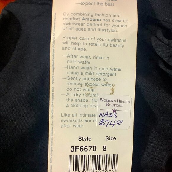 ** Black Swimwear Amoena Sz 8 NWT One Piece Adjustable Straps - Picture 11 of 11